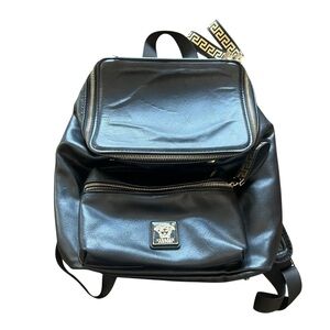 Versace Black Backpack with Gold Accents